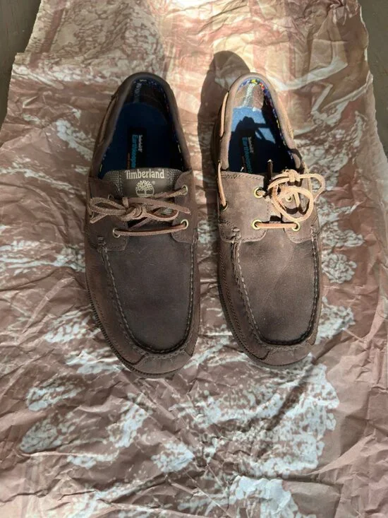 MENS TIMBERLAND LEATHER DOCK SHOES SIZE 10W GREAT SHAPE - Picture 6 of 9